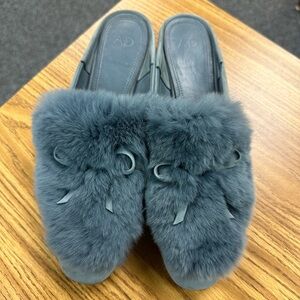 Women's Blue Fur Mules